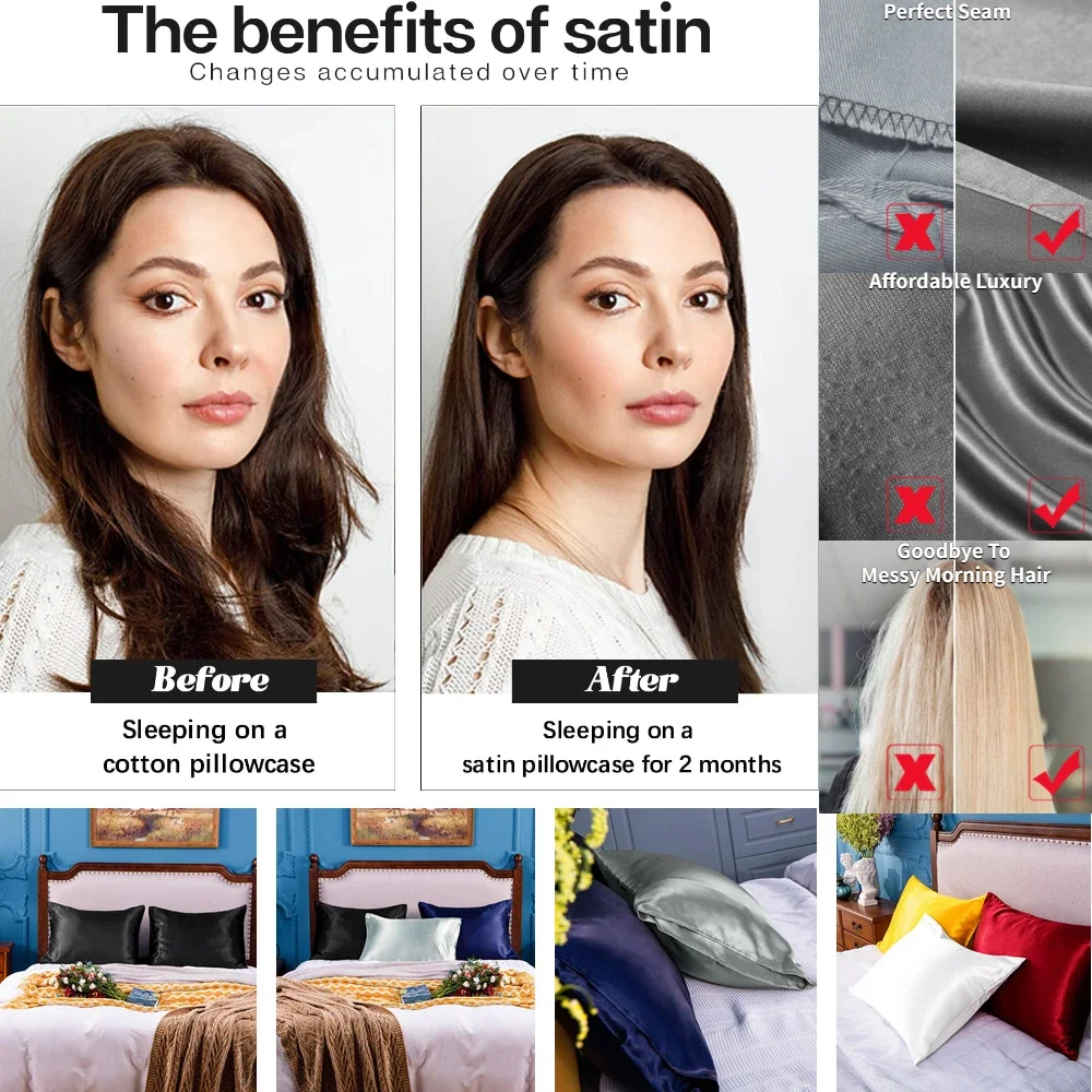 2 Pack Satin Pillowcase for Ha - Satin Pillowcase Silk review and price