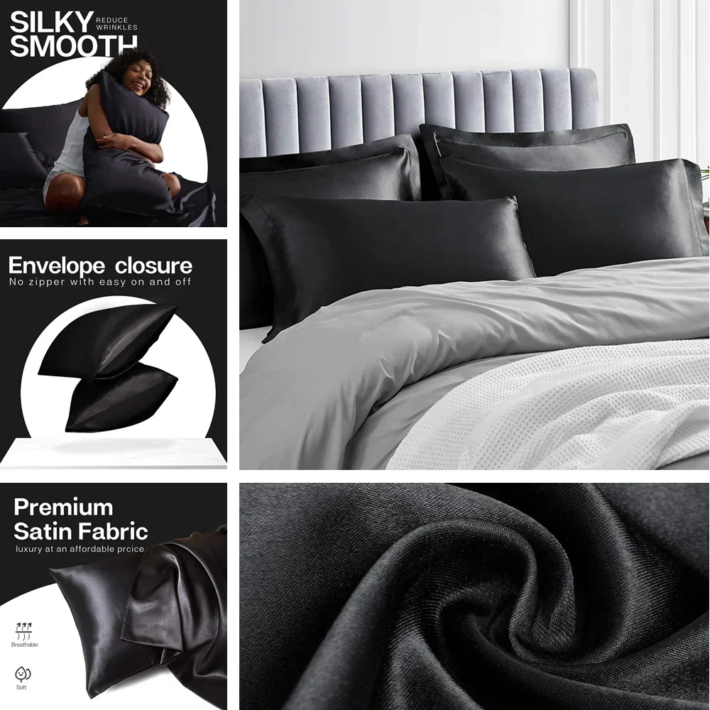 2 Pack Satin Pillowcase for Ha - Satin Pillowcase Silk review and price