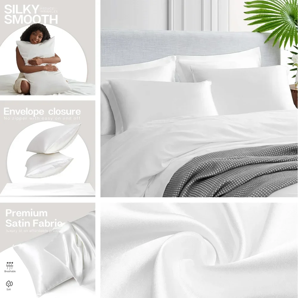2 Pack Satin Pillowcase for Ha - Satin Pillowcase Silk review and price