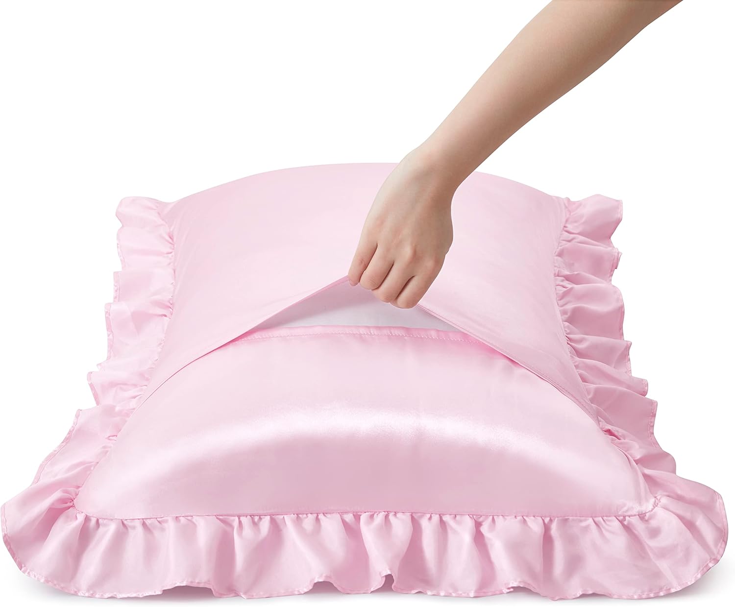 2Pcs Satin Ruffled Pillow Case - Satin Pillowcase Silk review and price